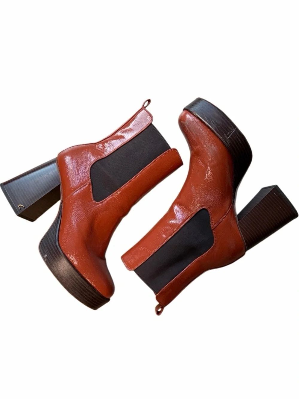 Circus by Sam Edelman Rust Leather Platform Chelsea Booties 9